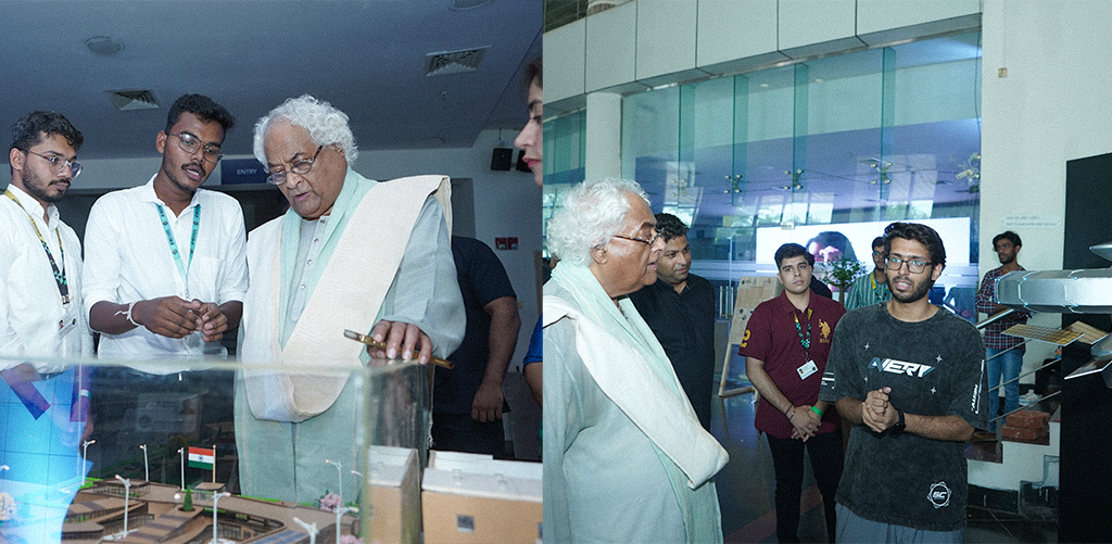 JD Institute students presenting Project BioDyne prototype, appreciated by Padma Bhushan Shri Rajeev Sethi.