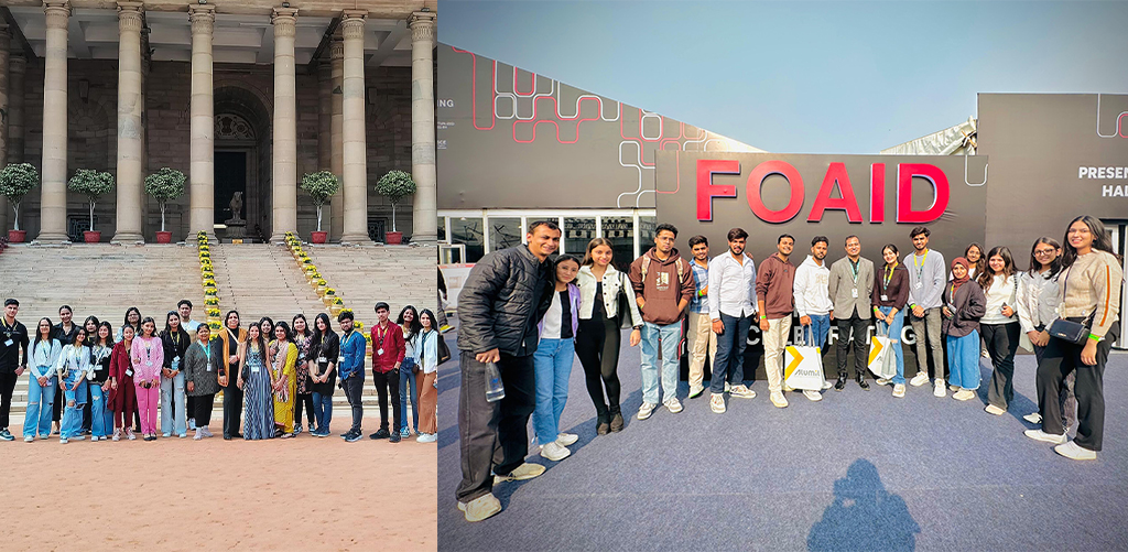 JD Institute Interior Design students at Rashtrapati Bhavan learning about historical architecture, and at FOAID, New Delhi, gaining futuristic insights on design.